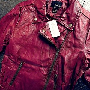 Plum Maroon Faux Leather Jacket